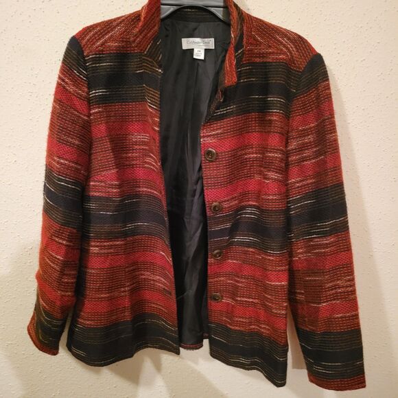 Coldwater Creek - Womens - Size PM - Red & Black Striped Jacket - Picture 3 of 4